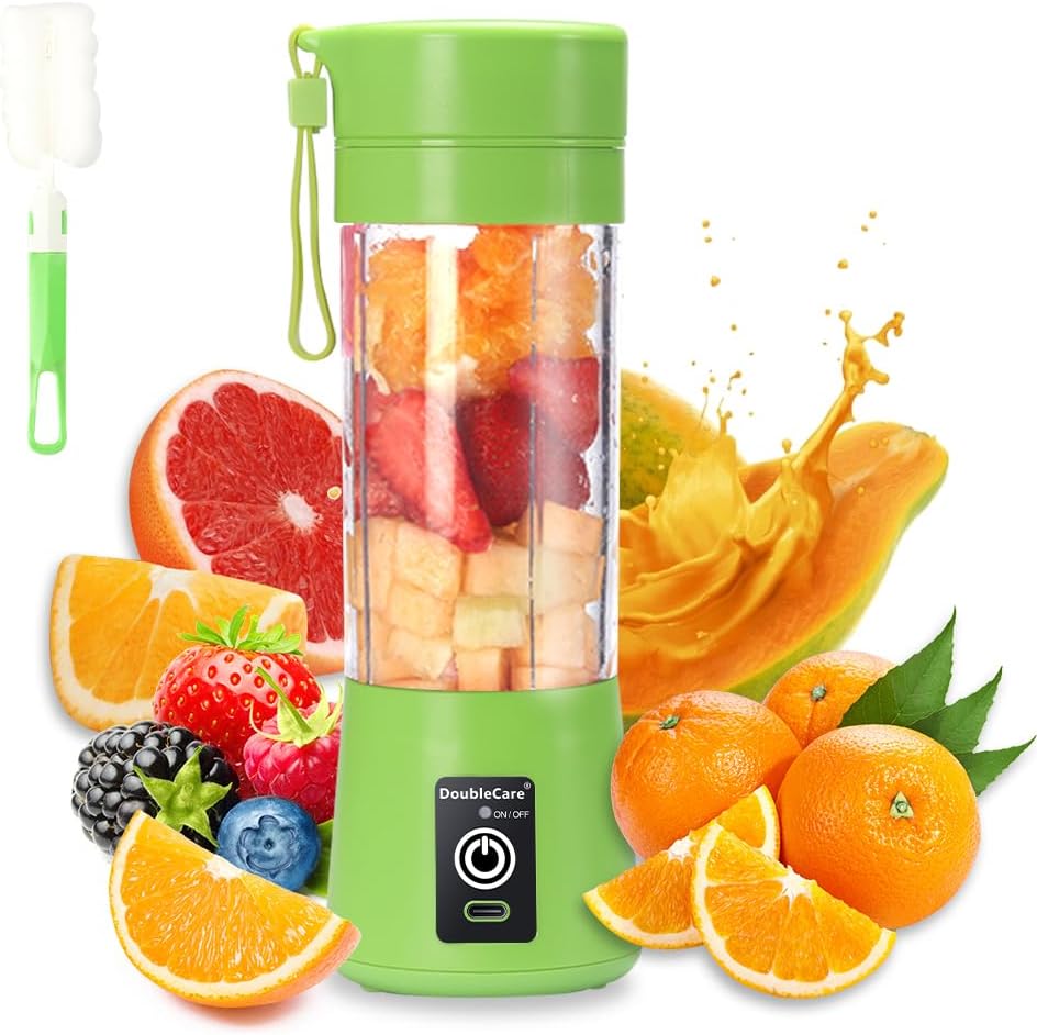 Portable Electric USB Juicer Blender Cup - Mini Blender for Shakes, Smoothies & Juice - 380Ml, Six Blades - Blue