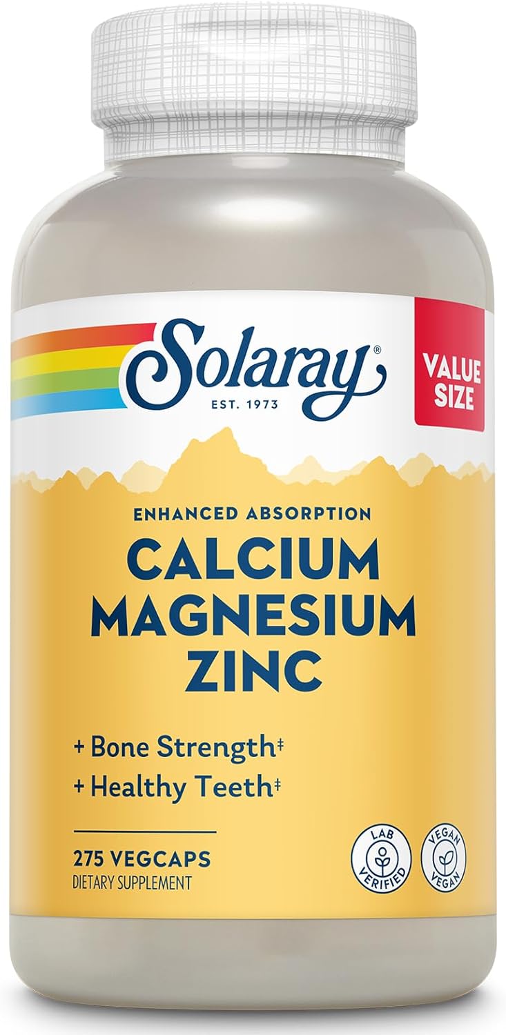 Calcium Magnesium Zinc Supplement - with Calcium 1000Mg, Magnesium 500Mg - Bone Health, Muscle Function, Heart Health and Immune Support - Vegan, 60 Day Guarantee, 25 Servings, 100 Vegcaps