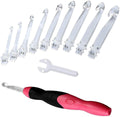 Lighted Crochet Hook Set, 9 in 1 Rechargeable Ergonomic Crochet Hook Set with Zip Case Light up Knitting Needles Kit Weave Sewing Tool Accessories