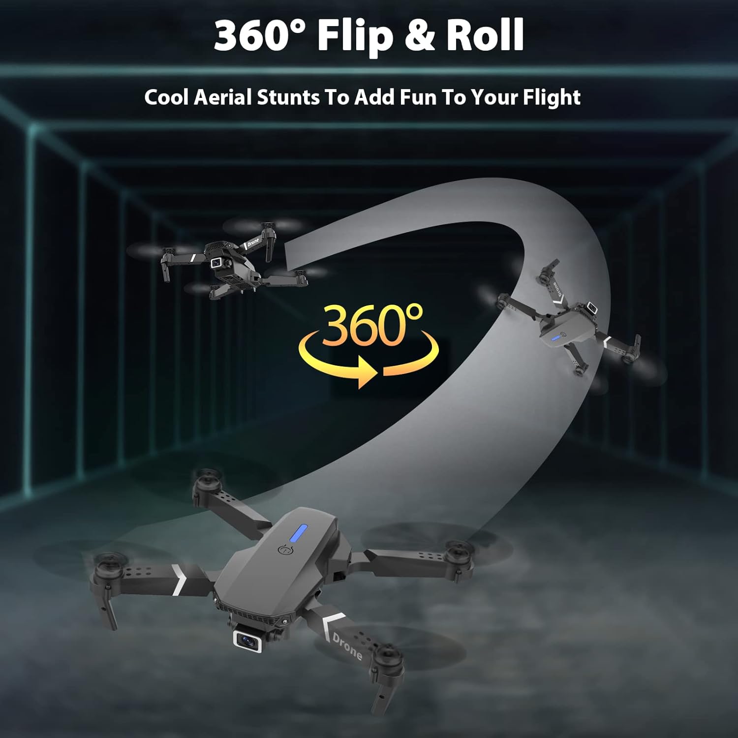 Drone with Dual Camera for Adults Kids, Foldable RC Quadcopter for Beginners, Toys Drone, 1080P FPV Video, 3 Batteries, Carrying Case, One Key Start, Headless Mode, Waypoints Fly, 360° Flips