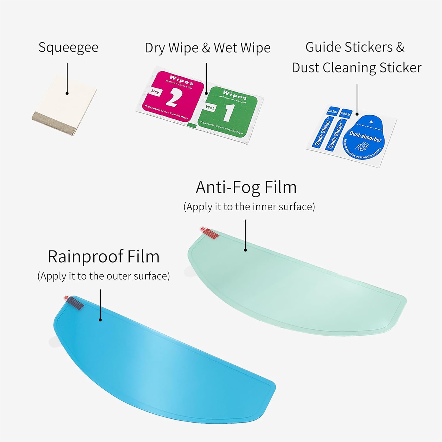 Universal Helmet Visor Anti-Fog Film & Rainproof Film - 2 PCS Large Version for Motorcycle Helmet Lens, Alternative to Pinlock Insert Lens - Ultra HD Helmet Shield Films, Anti-Steaming