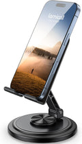 Adjustable Phone Stand for Desk - 360 Rotating Foldable Cell Phone Holder Desktop Portable Cellphone Stand, Office Desk Accessories for Iphone 16 15 14 13 Pro Max, 4-10” Smartphones, Ipad