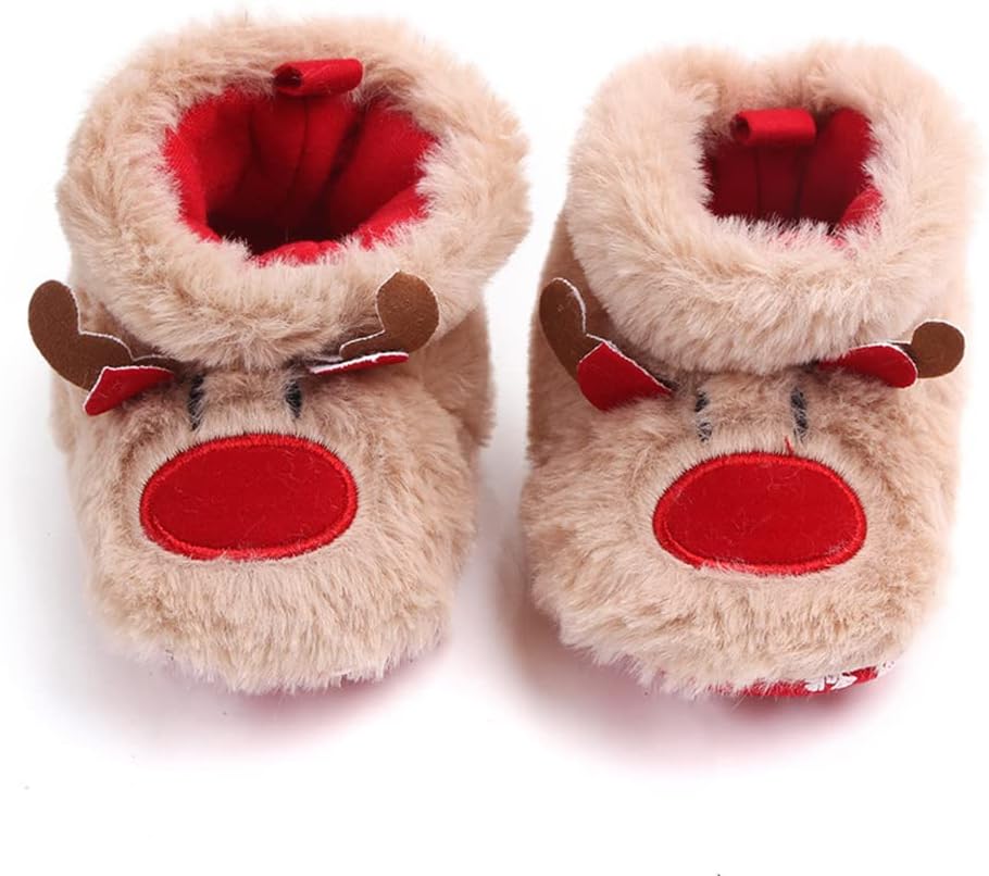 Winter Warm Christmas Tree Santa Clause Cozy Fleece Newborn Baby Booties Soft Sole Prewalker Crib Shoes for Infant Girls Boys