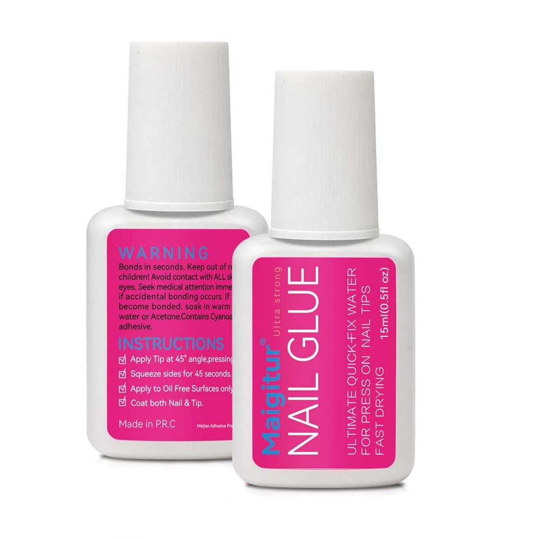 30ML Super Strong Nail Glue for Press Ons, Fake Nail Tips, Acrylic Nails No Uv Light Needed Nail Bond Brush in Nail Glue for Press on Nails Long Lasting Nails Glues for Beginners DIY Home