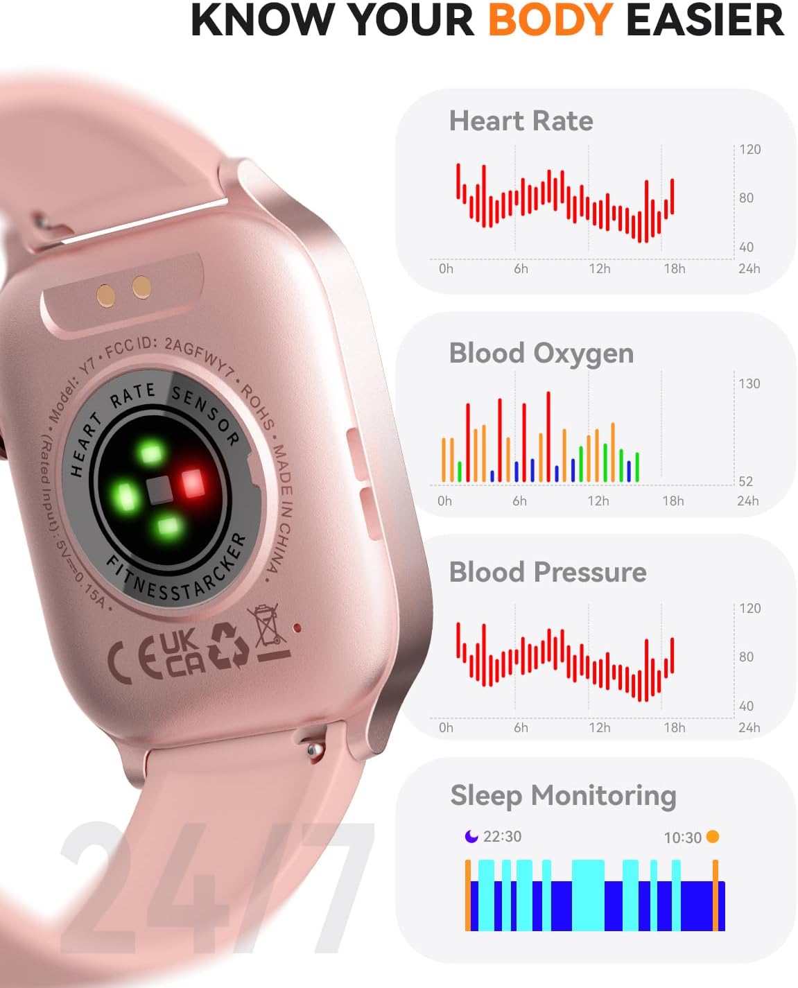 Smart Watch for Men Women- Answer/Make Call, 2025 IP68 Waterproof Fitness Tracker Watch with Sleep Monitor Step Counter Activity Smartwatch for Andriod Ios Phones (Pink, 1.83)