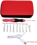 Lighted Crochet Hook Set, 9 in 1 Rechargeable Ergonomic Crochet Hook Set with Zip Case Light up Knitting Needles Kit Weave Sewing Tool Accessories