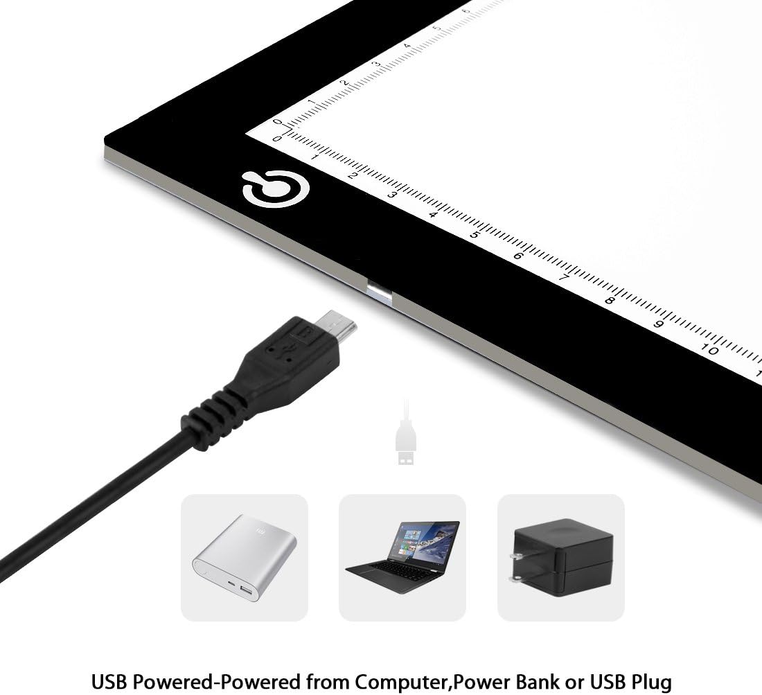 A4 LED Copy Board Light Tracing Box, Ultra-Thin Adjustable USB Power Artcraft LED Trace Light Pad for Tattoo Transferring, Drawing, Streaming, Sketching, Animation, Stenciling