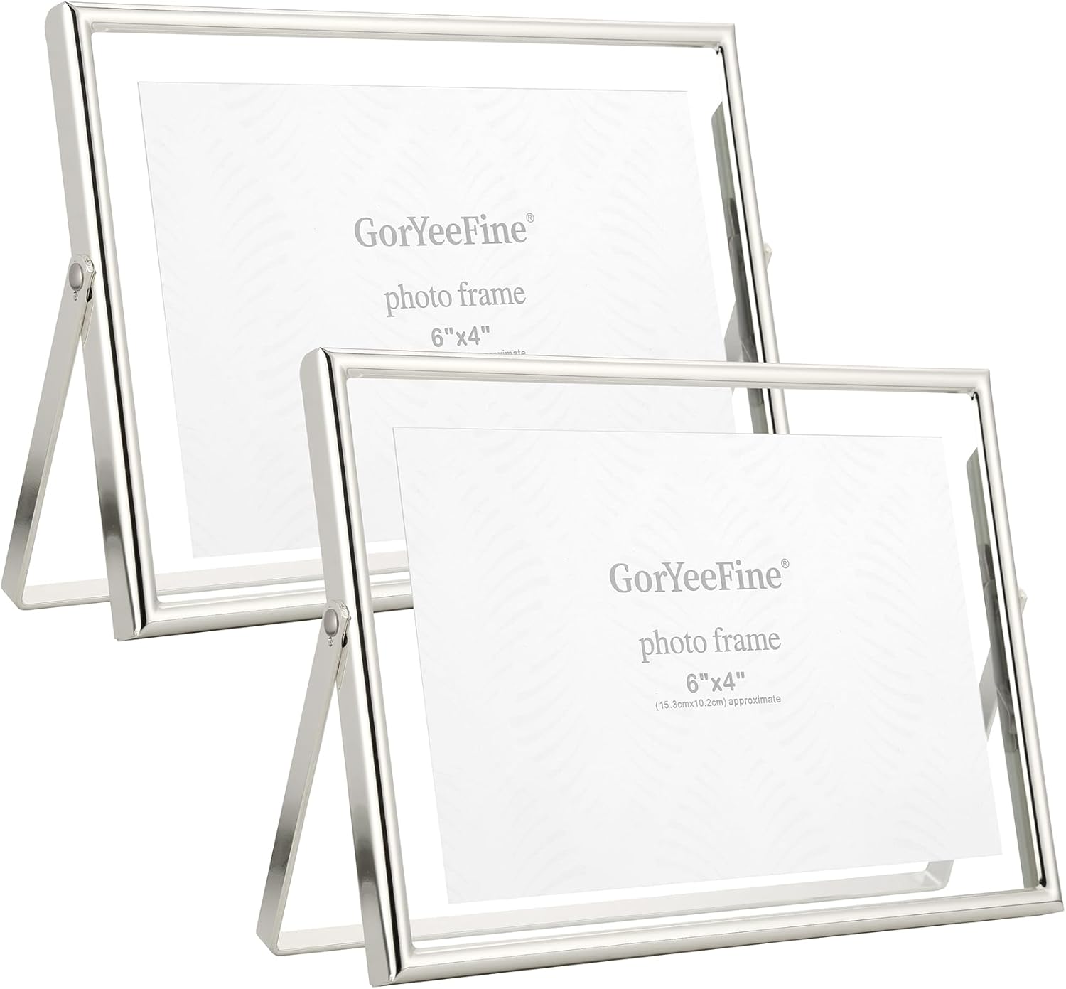 Gold 7X5" Floating Frame(Horizontal) 2Pack for Picture 3.5X5'', 4X6'', Classy Gold Frames Tabletop/Shelf Display, Elegant Gift Choice for Wedding, Thanksgiving, Christmas,Birthady, Home or Office Decor.