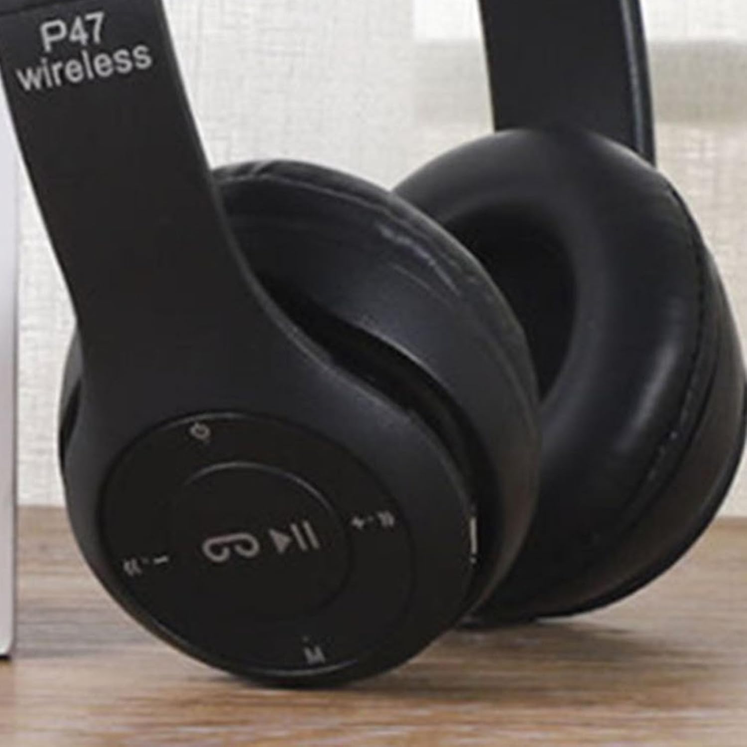 P47 Headset Multifunction Foldable Sports Headphone with Hifi Stereo Sound, Technology, and Ergonomic Design for Home Office Travel (Black)