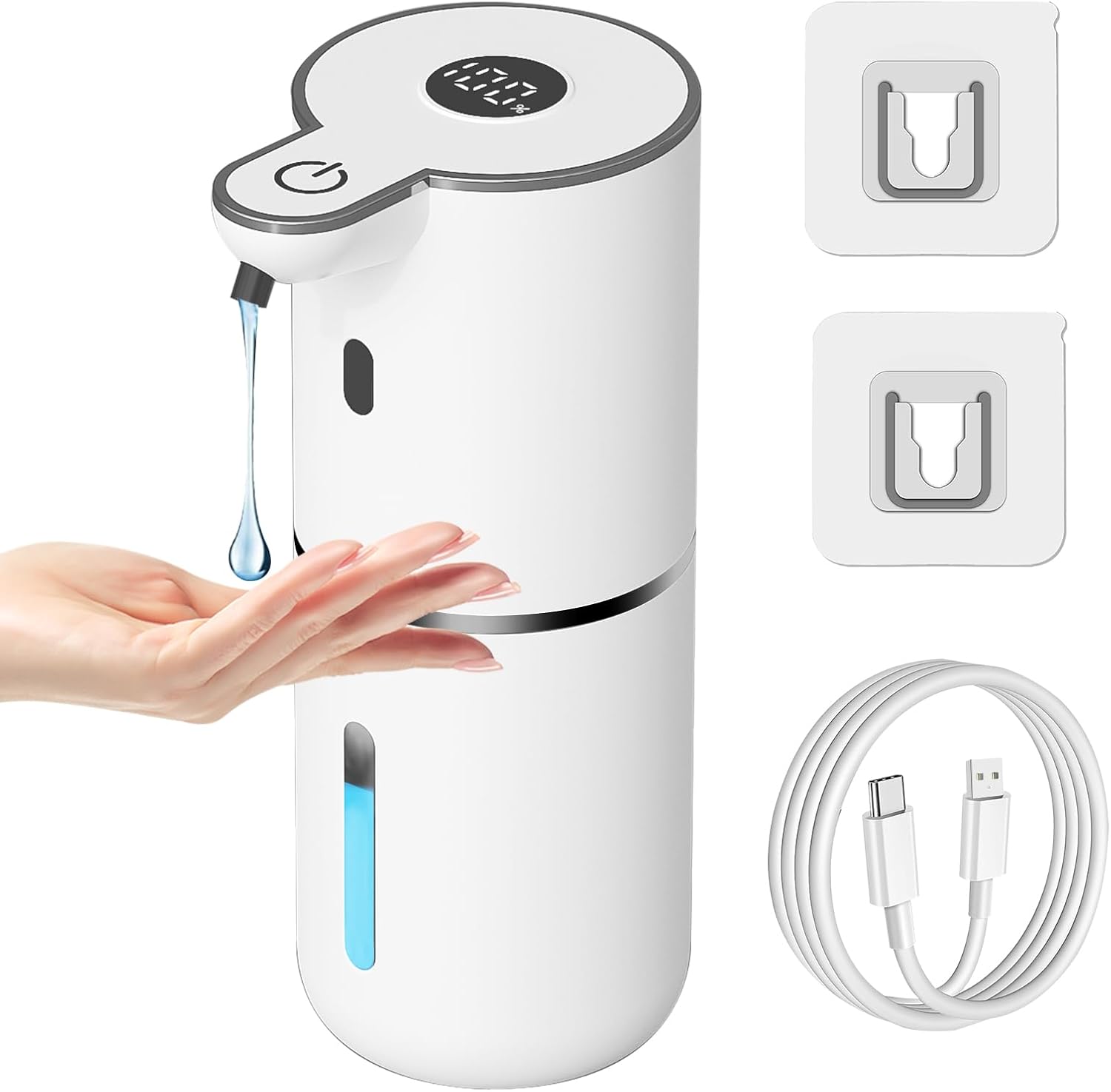 Automatic Foaming Soap Dispenser Touchless, USB Rechargeable Smart Hand Soap Dispenser, 6-Level Adjustable, 12.8Oz/380Ml Wall Mount for Bathroom Kitchen Dish Soap