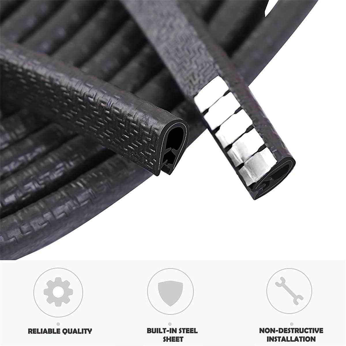 Universal Car Door Guards 33Ft(10M), Rubber U Shape Edge Trim Protection Strip, Black No-Glue Design Fits Most Vehicles