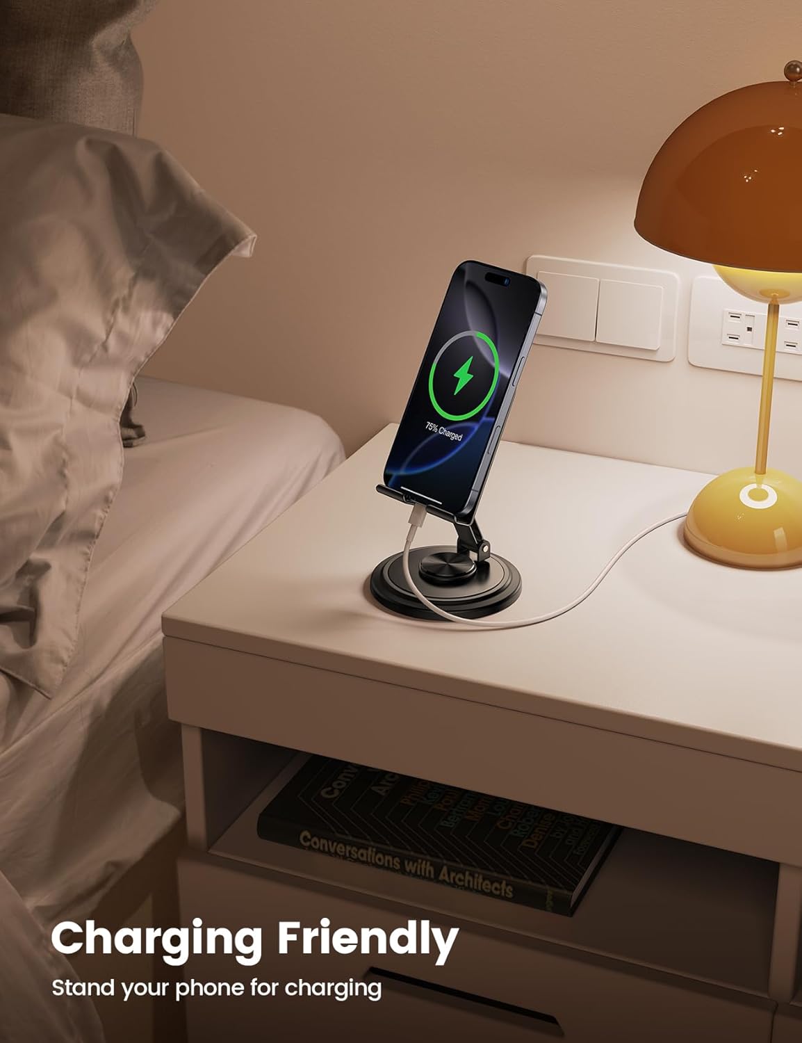 Adjustable Phone Stand for Desk - 360 Rotating Foldable Cell Phone Holder Desktop Portable Cellphone Stand, Office Desk Accessories for Iphone 16 15 14 13 Pro Max, 4-10” Smartphones, Ipad
