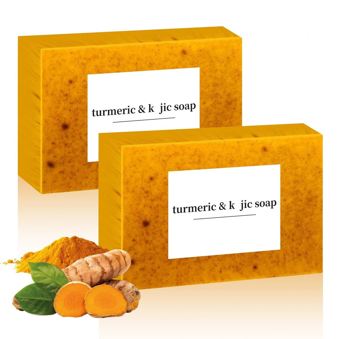 2PCS Lemon Turmeric Soap Bar,Turmeric Soap Bar for Face ＆ Body, Gentle Exfoliating, Turm-Eric Handmade Soap for All Skin Types