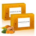2PCS Lemon Turmeric Soap Bar,Turmeric Soap Bar for Face ＆ Body, Gentle Exfoliating, Turm-Eric Handmade Soap for All Skin Types