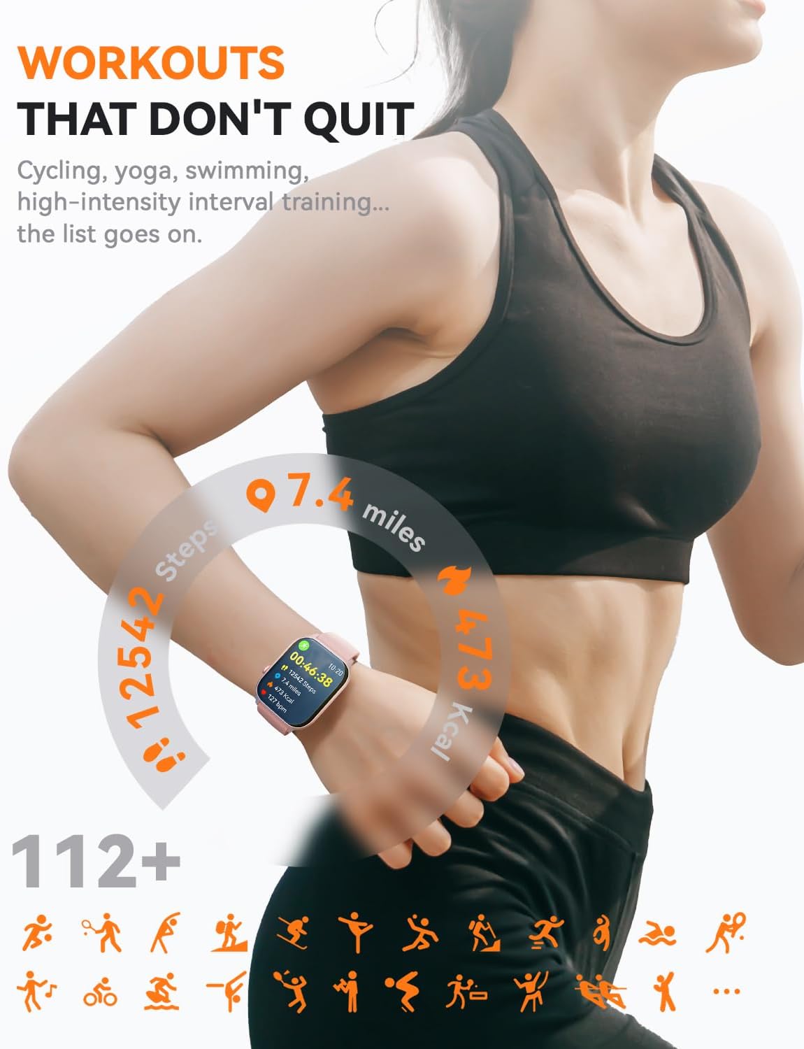 Smart Watch for Men Women- Answer/Make Call, 2025 IP68 Waterproof Fitness Tracker Watch with Sleep Monitor Step Counter Activity Smartwatch for Andriod Ios Phones (Pink, 1.83)