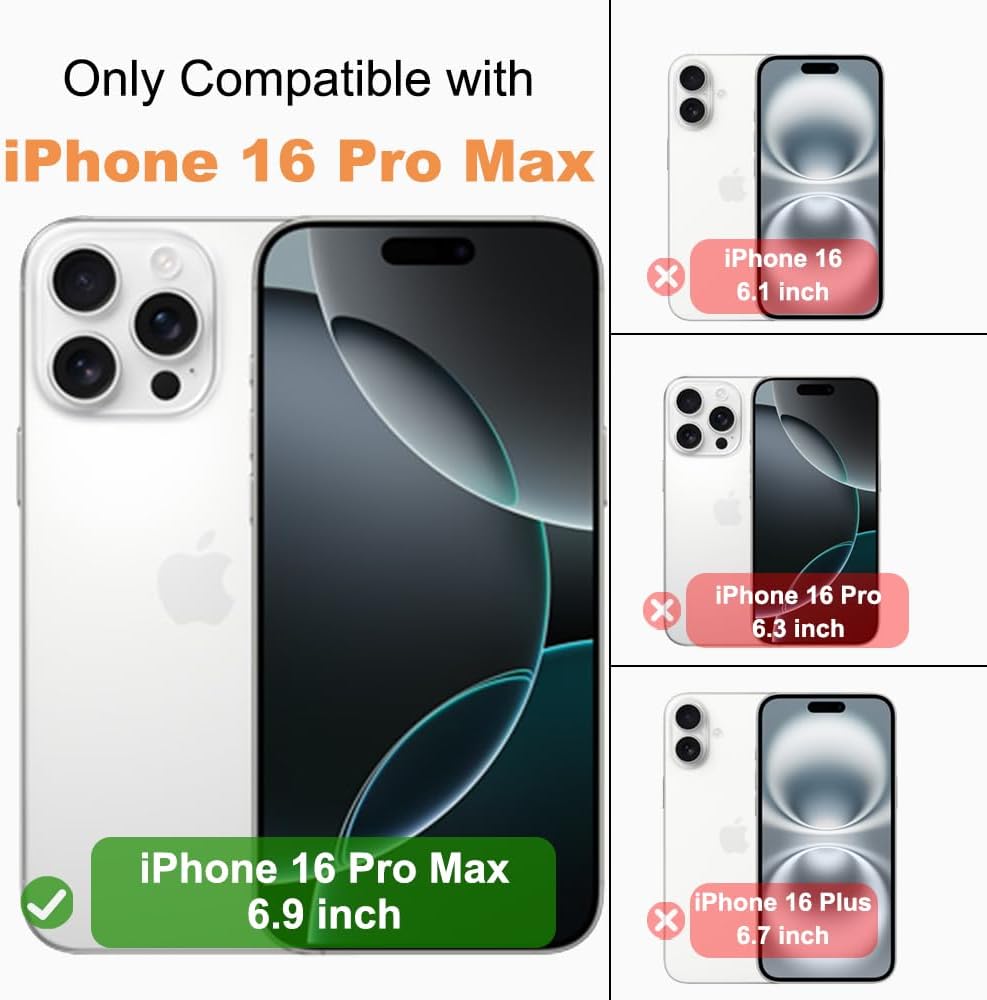 For Iphone 16 Pro Max Clear Wallet Case with RFID Blocking Card, up to 5 Cards, Hybrid Protective Case with Card Holder, TPU + PC, Anti-Yellowing, 6.9" 2024