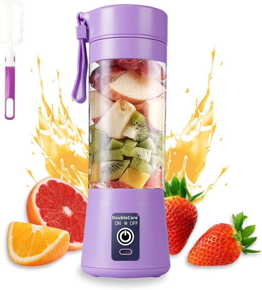 Portable Electric USB Juicer Blender Cup - Mini Blender for Shakes, Smoothies & Juice - 380Ml, Six Blades - Blue