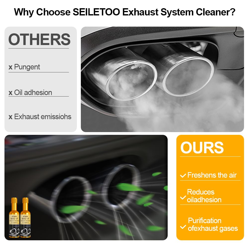 2PCS Catalytic Converter Cleaner Auto Parts Engine,  Exhaust System Pipe Carbon Removal Cleaner Treatment Additive Oil, Fuel System Treatment Oil Additive for Gas and Diesel Car