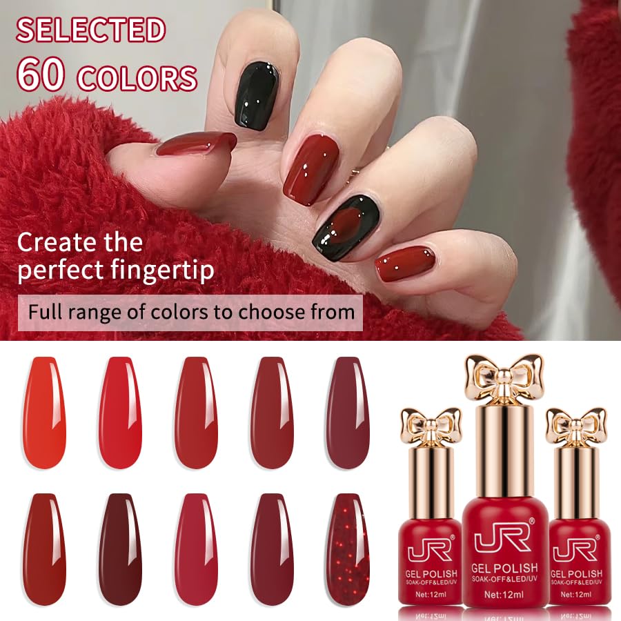 12Ml 10Colors Red Gel Nail Polish Set Long Lasting Soak off UV Gel Polish Kit Nail Art DIY Manicure Salon Home Gifts for Women D Model