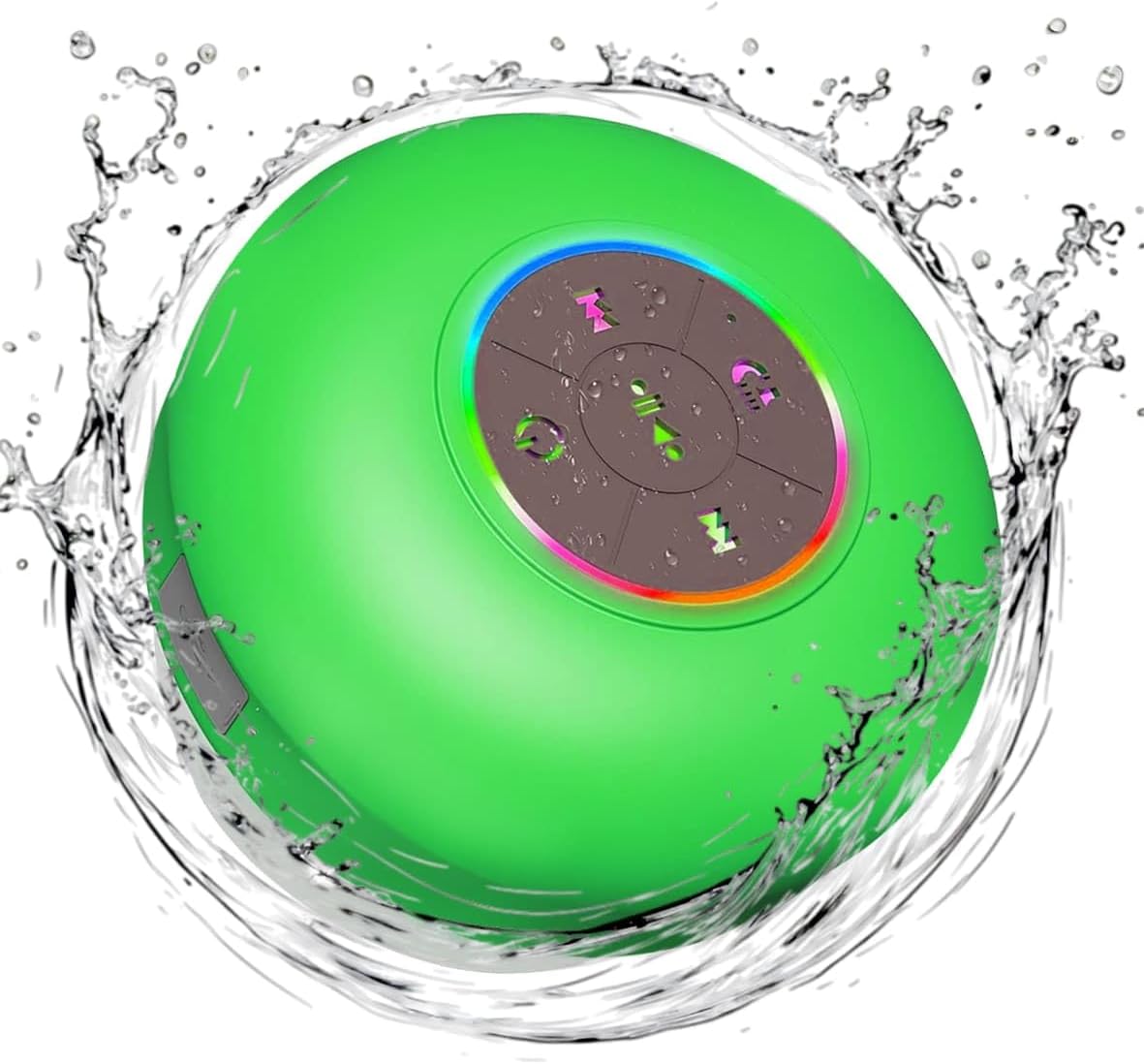Waterproof Bluetooth Shower Speaker with LED, IPX4 Portable Wireless Hands-Free Mini Speaker, Built-In Mic, Suction Cup (Black)