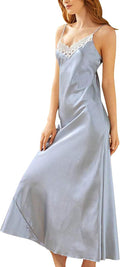 Satin Nightgowns for Women Long Silk Nightdress Vintage Lace Chemise Maxi Sleepwear
