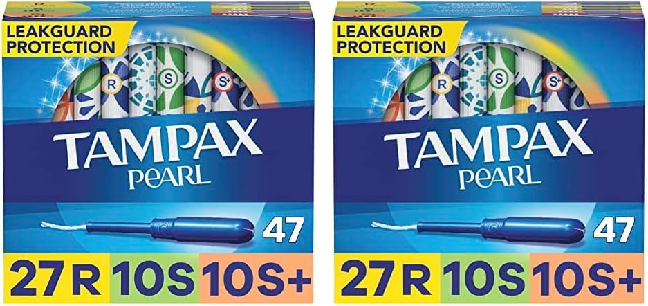 Pearl Tampons Multi Pack, with Leakguard Braid, Regular/Super/Super plus Absorbency, Unscented, 47 Count (Pack of 2)