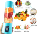 Portable Electric USB Juicer Blender Cup - Mini Blender for Shakes, Smoothies & Juice - 380Ml, Six Blades - Blue
