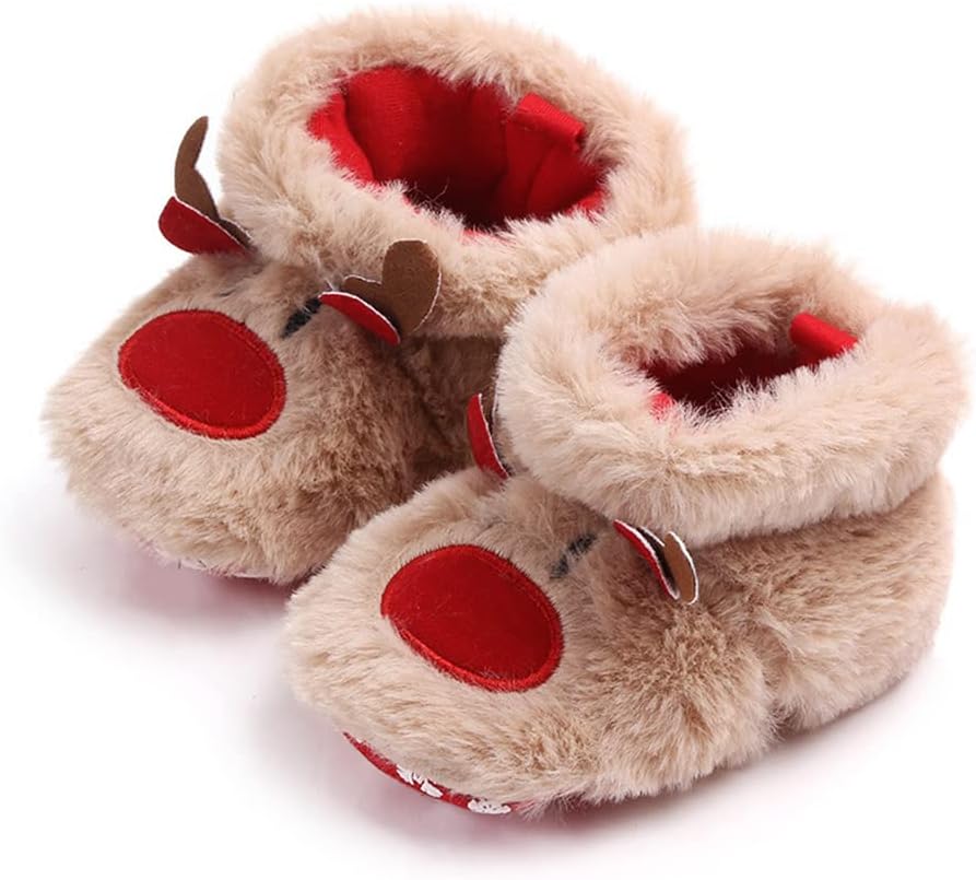 Winter Warm Christmas Tree Santa Clause Cozy Fleece Newborn Baby Booties Soft Sole Prewalker Crib Shoes for Infant Girls Boys