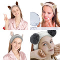 Animals Ears Headbands, Cute Makeup Spa Fuzzy Skincare Headband for Washing Face Headband for Women Girls Coral Fleece Elastic Hair Band Cosplay Makeup Party, 4Pcs