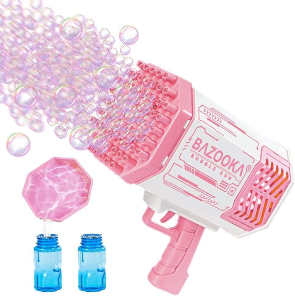 Bubble Machine Gun, 69 Holes Bubbles Gun Kids Toys for Boys Girls Age 5 6 7 8 9 10 11 12 Year Old, Summer Outdoor Toy Birthday Wedding Party Favors Gifts (Pink)