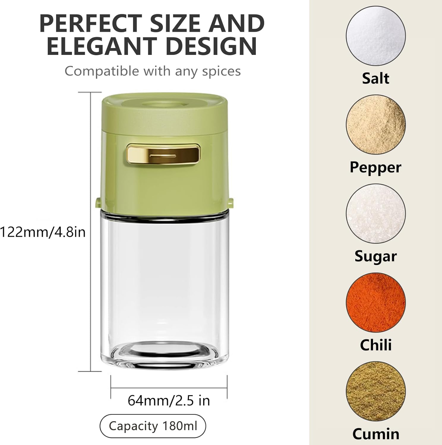 Metered salt and pepper shaker bottles for precise use

