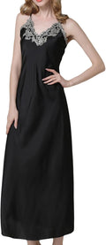 Satin Nightgowns for Women Long Silk Nightdress Vintage Lace Chemise Maxi Sleepwear