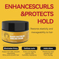 GZE Black Castor Oil Curling Cream - Curl Enhancer & Frizz Control for Curly Hair, Defines Curls Styling Cream 3.53Oz