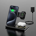 3 in 1 Foldable Charging Station for Apple Products,Fast Wireless Charger Travel Dock Adapter&Light for Iphone 16/15/14/13/12/11/X/Xs,For Iwatch 10/9/8/7/Ultra2/Ultra/Se,For Airpods 4/3/2/Pro/2(Black)
