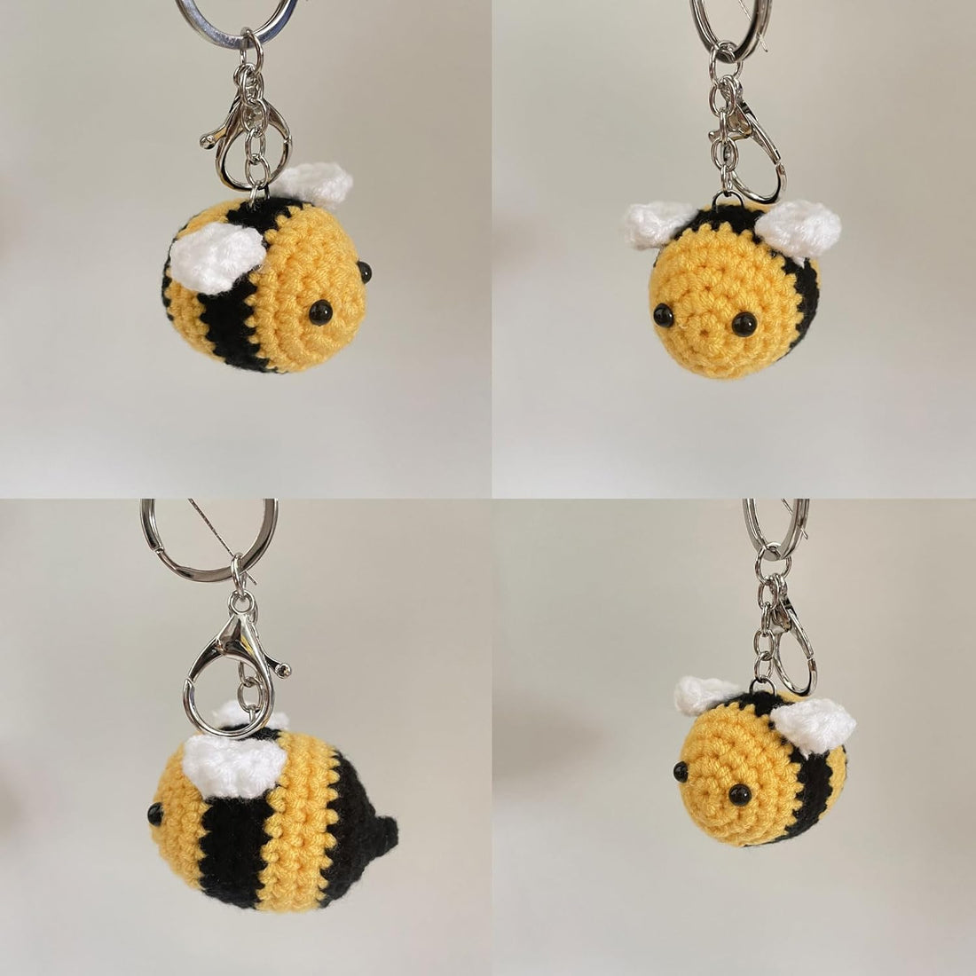 Cute Bees Crochet Keychain Lucky Funny Bees Charm Keyring Women Beautiful Pendant Keyholder Gift Cotton