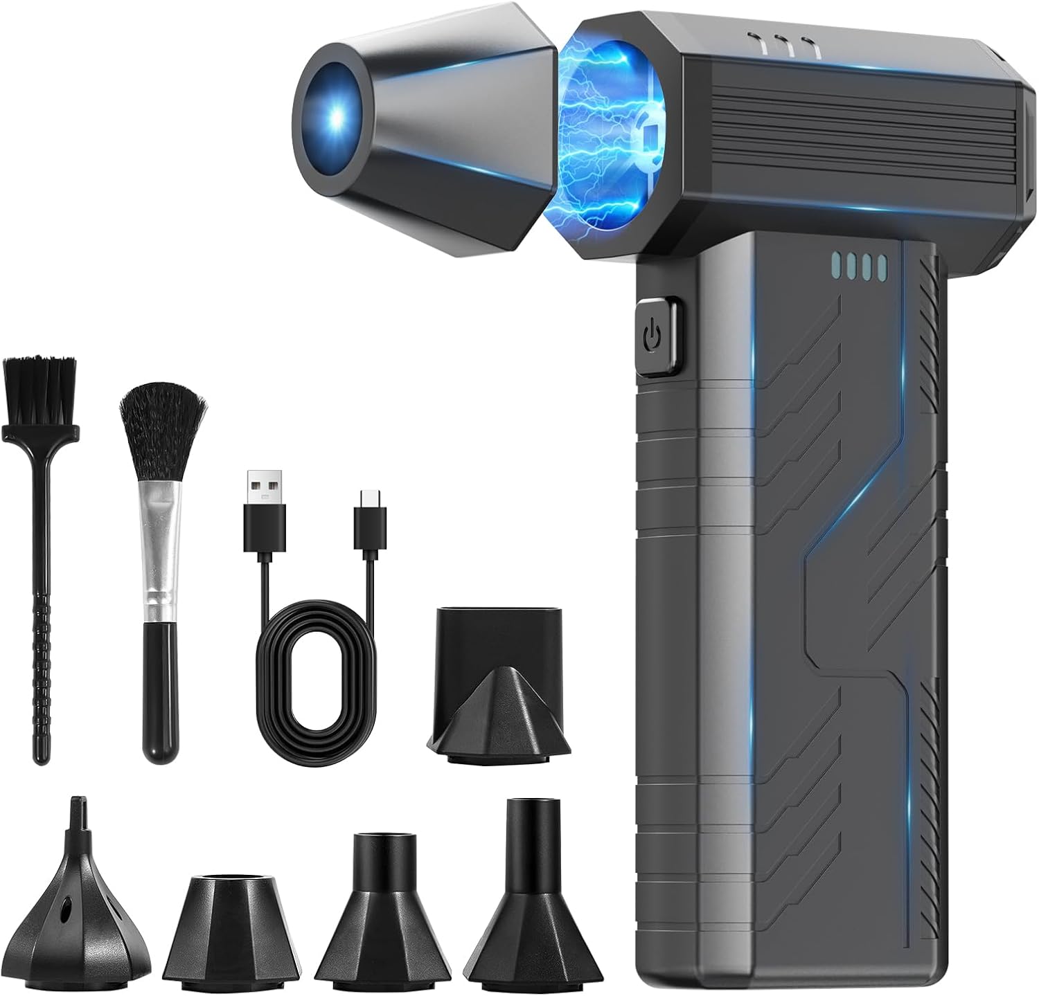 Compressed Air Duster, 3 Gear to 51000RPM Cordless Electric Air Duster, 6000Mah Rechargeable Air Blower with LED Light for Laptop Computer Camera Keyboard Cleaning Dust Hair Replace Compressed Air Can