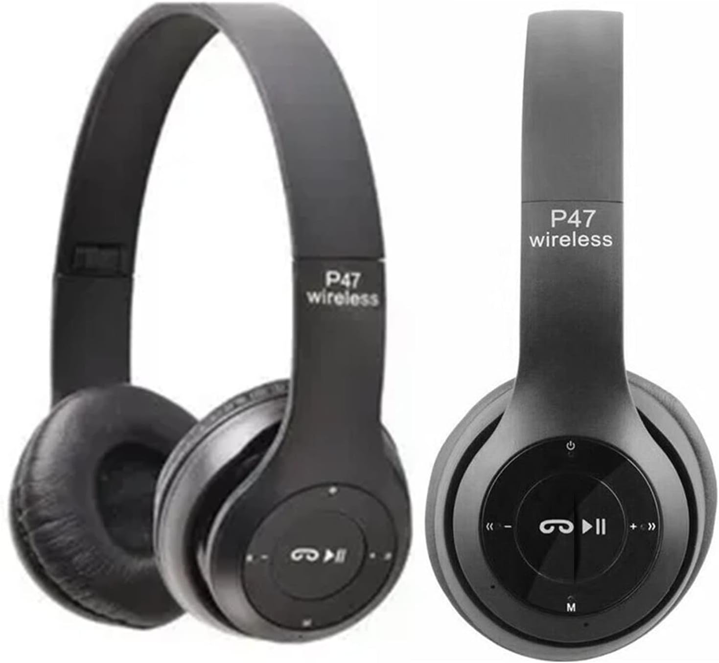P47 Headset Multifunction Foldable Sports Headphone with Hifi Stereo Sound, Technology, and Ergonomic Design for Home Office Travel (Black)
