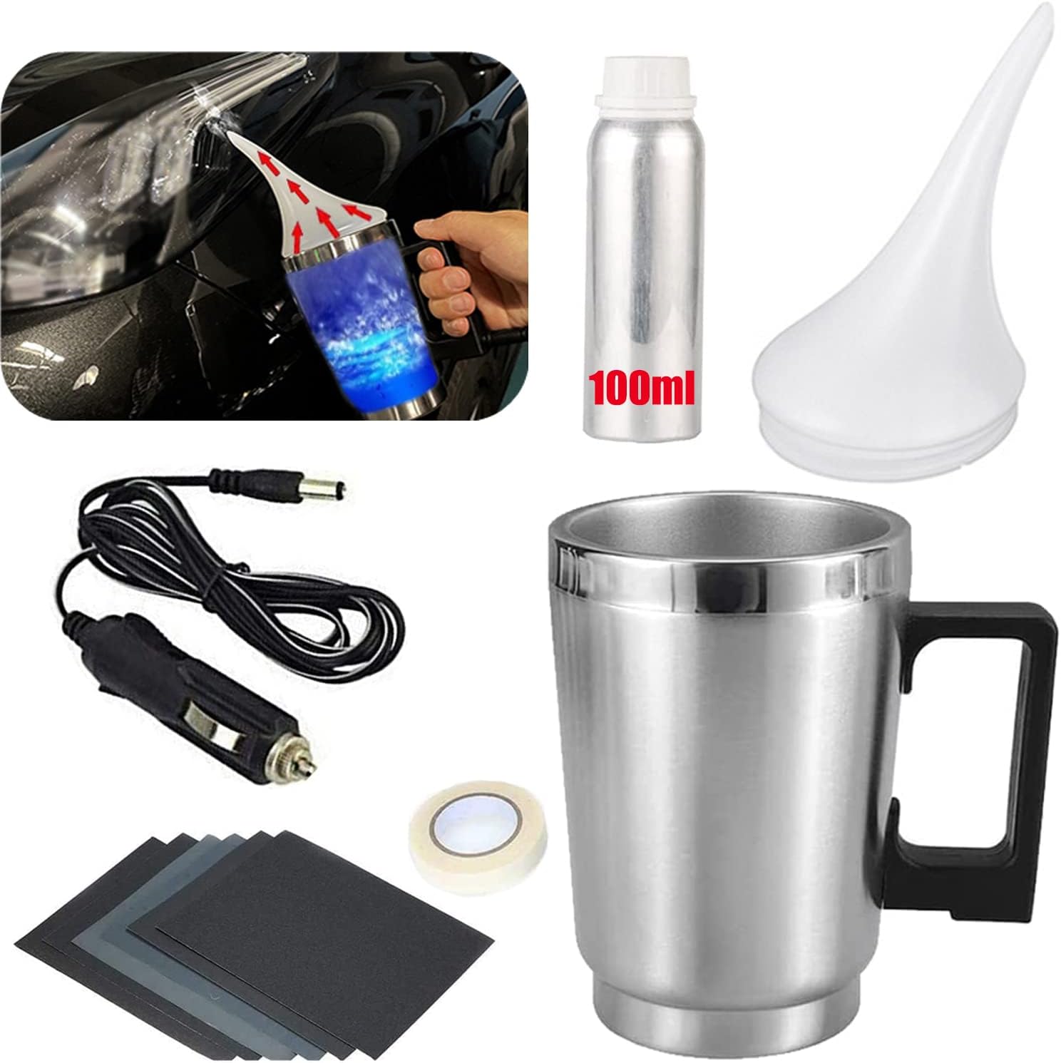 200Ml Car Headlight Restoration Liquid, Headlight Restoration Kit Refill Bottle, Auto Headlight Anti-Scratch Lens Repair Fluid, Headlight Polish Cleaner for Restoring Dull Yellow Headlamp