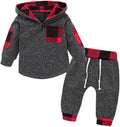 Baby Boy Clothes Toddler Infant Boys Fall Winter Outfit Long Sleeve Plaid Pocket Hoodie Tops + Pants 2Pcs