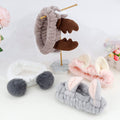 Animals Ears Headbands, Cute Makeup Spa Fuzzy Skincare Headband for Washing Face Headband for Women Girls Coral Fleece Elastic Hair Band Cosplay Makeup Party, 4Pcs