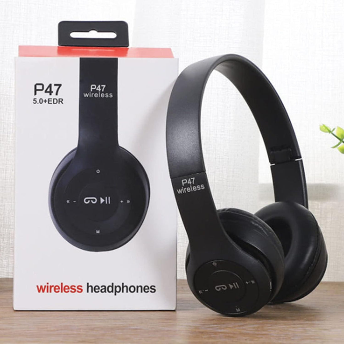 P47 Headset Multifunction Foldable Sports Headphone with Hifi Stereo Sound, Technology, and Ergonomic Design for Home Office Travel (Black)