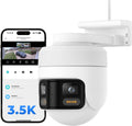 EC6 Panorama+64Gb SD Card: 3.5K Wifi Plug-In Spotlight Camera: 180° Utra Widely View W/344° Rotatable Dual-Lens Security Camera Outdoor