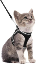 Cat Harness and Leash Set for Walking Escape Proof, Adjustable Soft Kittens Vest with Reflective Strip for Cats, Comfortable Outdoor Vest, Blue, S