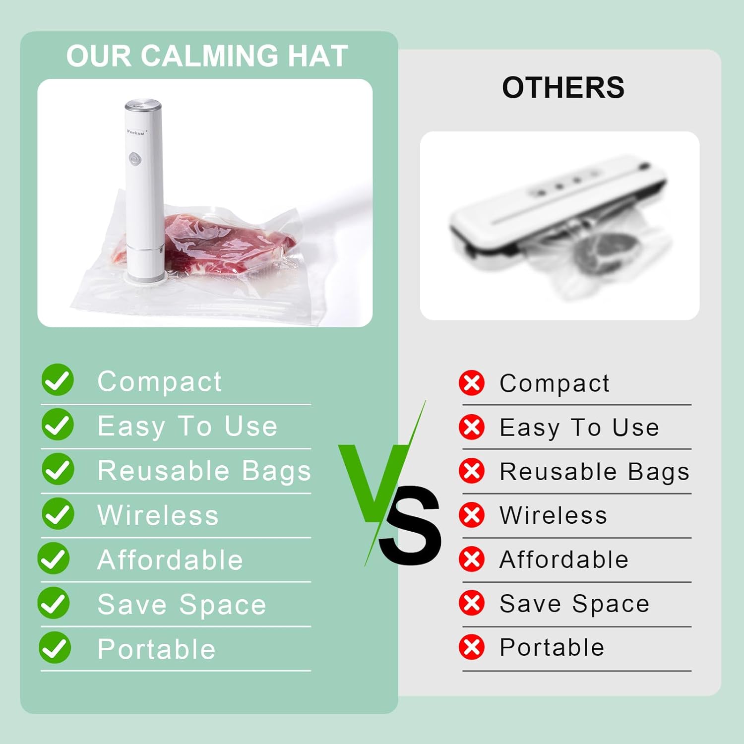 Handheld Vacuum Sealer for Food Storage – Portable & Rechargeable, Easy One-Hand Automatic Operation, 1 Vacuum Sealer + 10 Food Reusable Bags (30 Bags Optional)