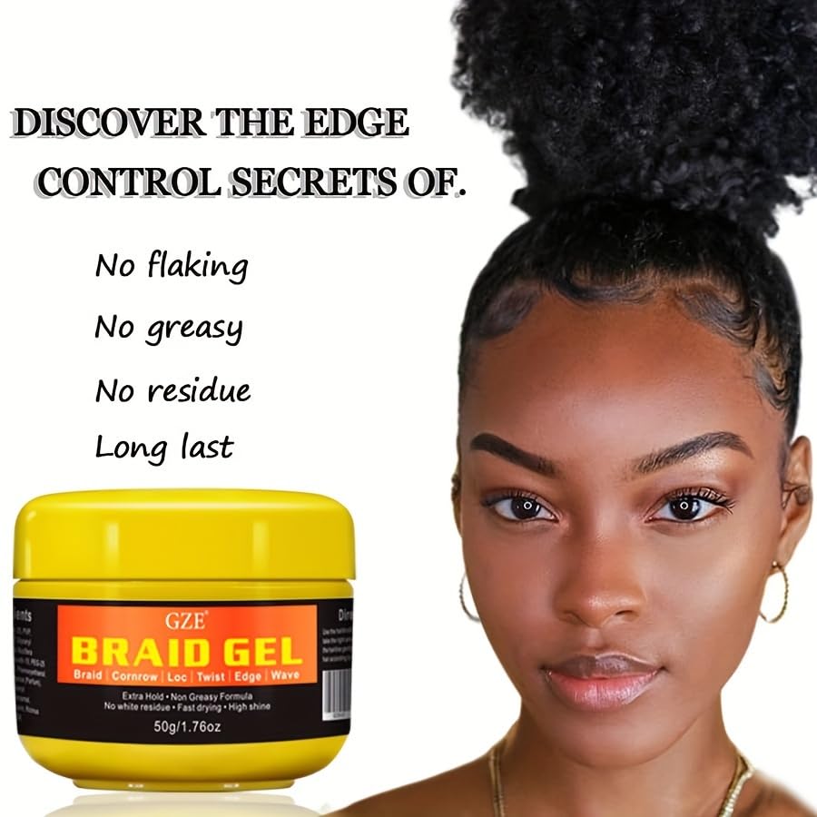 GZE Travel Size Braid Gel - Shining and Conditioning Extra Hold Braid, Loc, Twist Gel, Tames Frizz & Edges, 4C Hair, Shaping Styling