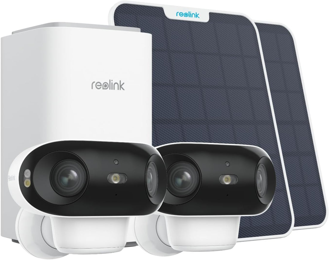 Home Hub with 2X Argus 4 Pro- 4K Dual-Lens 180° Solar Outdoor Wireless Security Camera System, Local Encrypted Storage up to 1TB, 5G/2.4Ghz Wifi 6, No Monthly Fee, 64GB SD Card Included