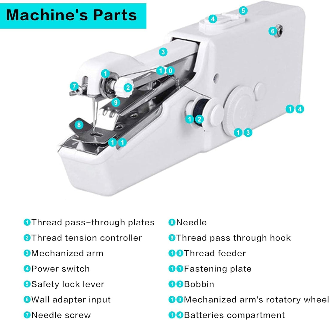 Handheld Mini Sewing Machine, Cordless Portable Quick Electric Sewing Machine with Sewing Accessories for Beginners, Suitable for Home Travel DIY Clothes