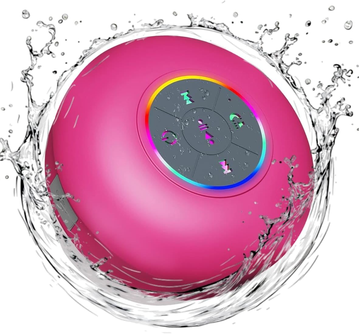 Waterproof Bluetooth Shower Speaker with LED, IPX4 Portable Wireless Hands-Free Mini Speaker, Built-In Mic, Suction Cup (Black)