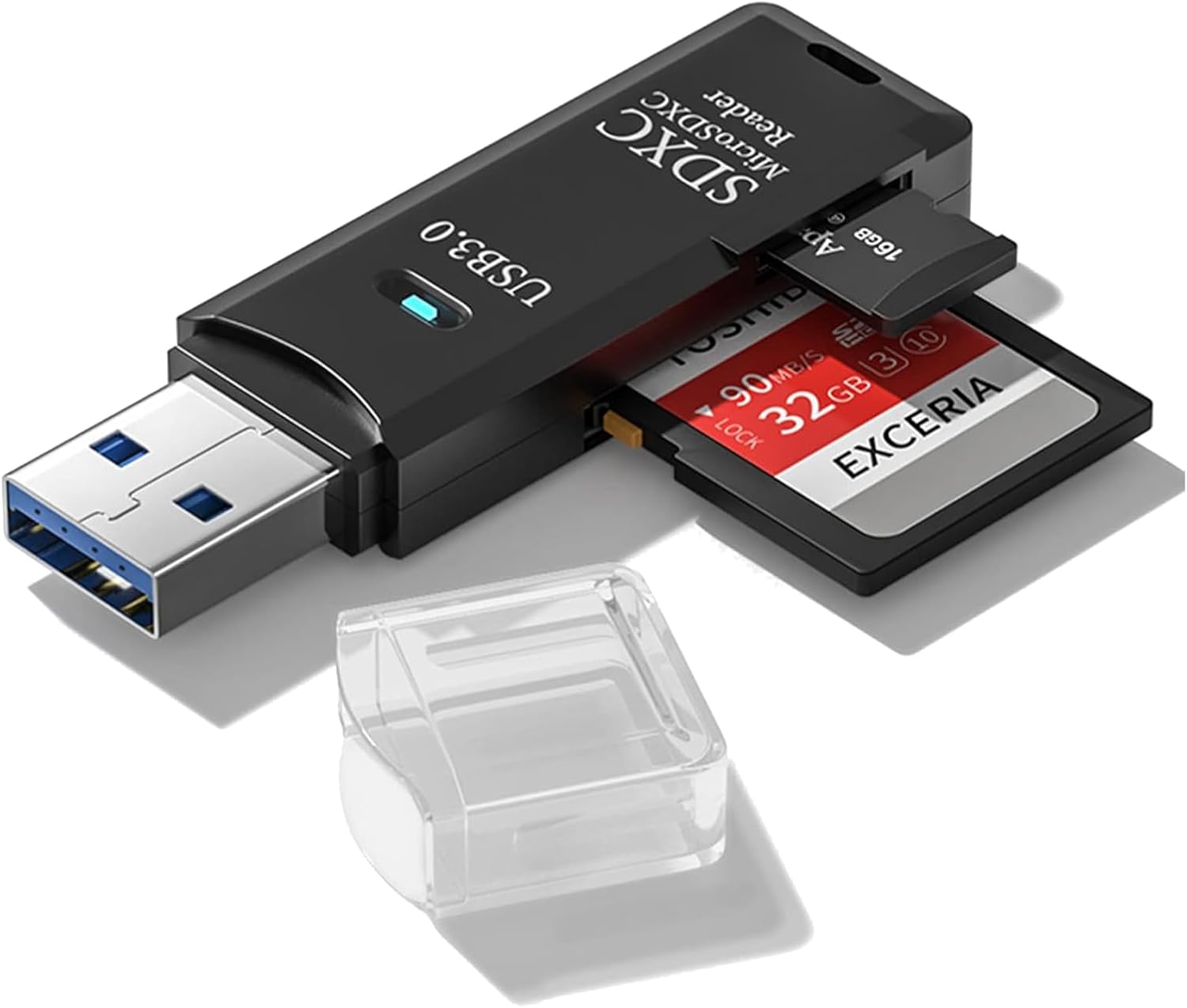 USB3.0 Micro SD Card Reader, 5Gbps 2-In-1 SD Card Reader to USB Adapter,  Memory Card Reader for SDXC, SDHC, MMC, RS-MMC, Micro SDXC, Micro SD, Micro SDHC and UHS-I Cards (1Pack Black)