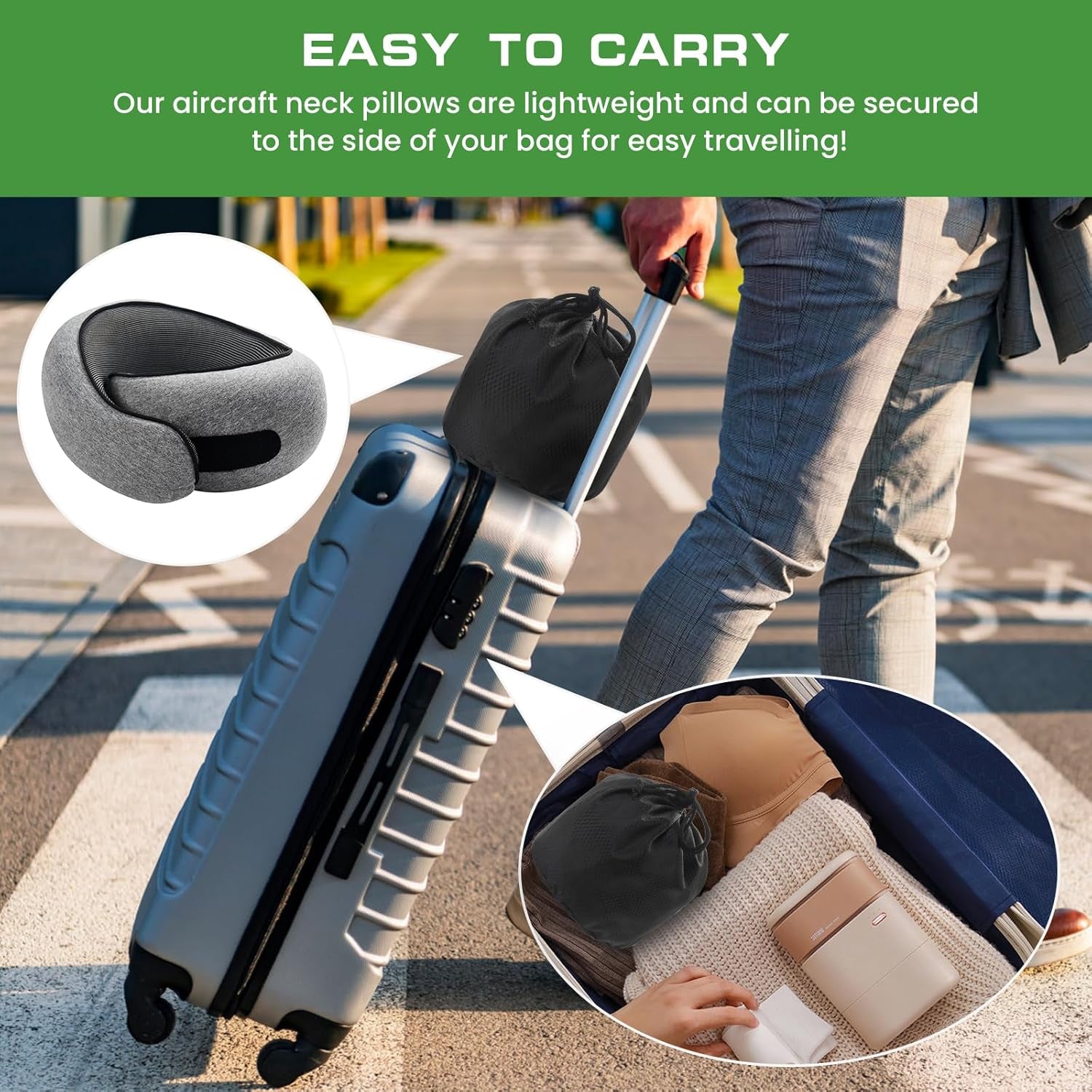 ® Snail Neck Pillow Memory Foam with Magicstrap – Adjustable Ergonomic Travel Pillow for Office/Airplane/Car, Washable Cover, Portable Cervical Support (Gray)